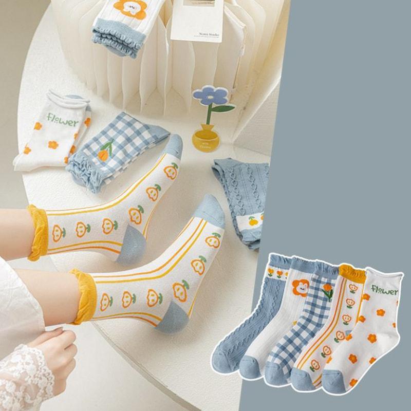 Носки средней трубки для детей, японские мультипликационные носки, корейская версия, четыре сезона тонких женских носков